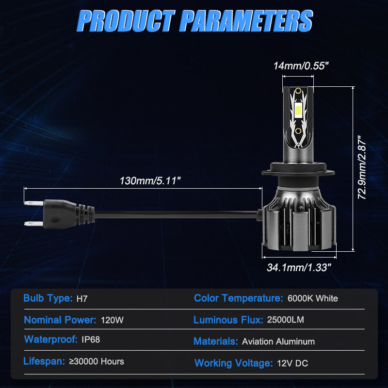 H4 H7 LED Headlight Bulb H11 9005 HB3 9006 HB4 Auto Headlamp 120W 25000LM Super Bright CSP Driving Headlamp Bulb Turbo Fog Lamp