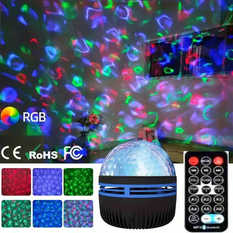 1pc Starry Projector Light 7 Color Patterns Remote Control Multifunctional Polar Projector Night Light For Bedroom Atmosphere