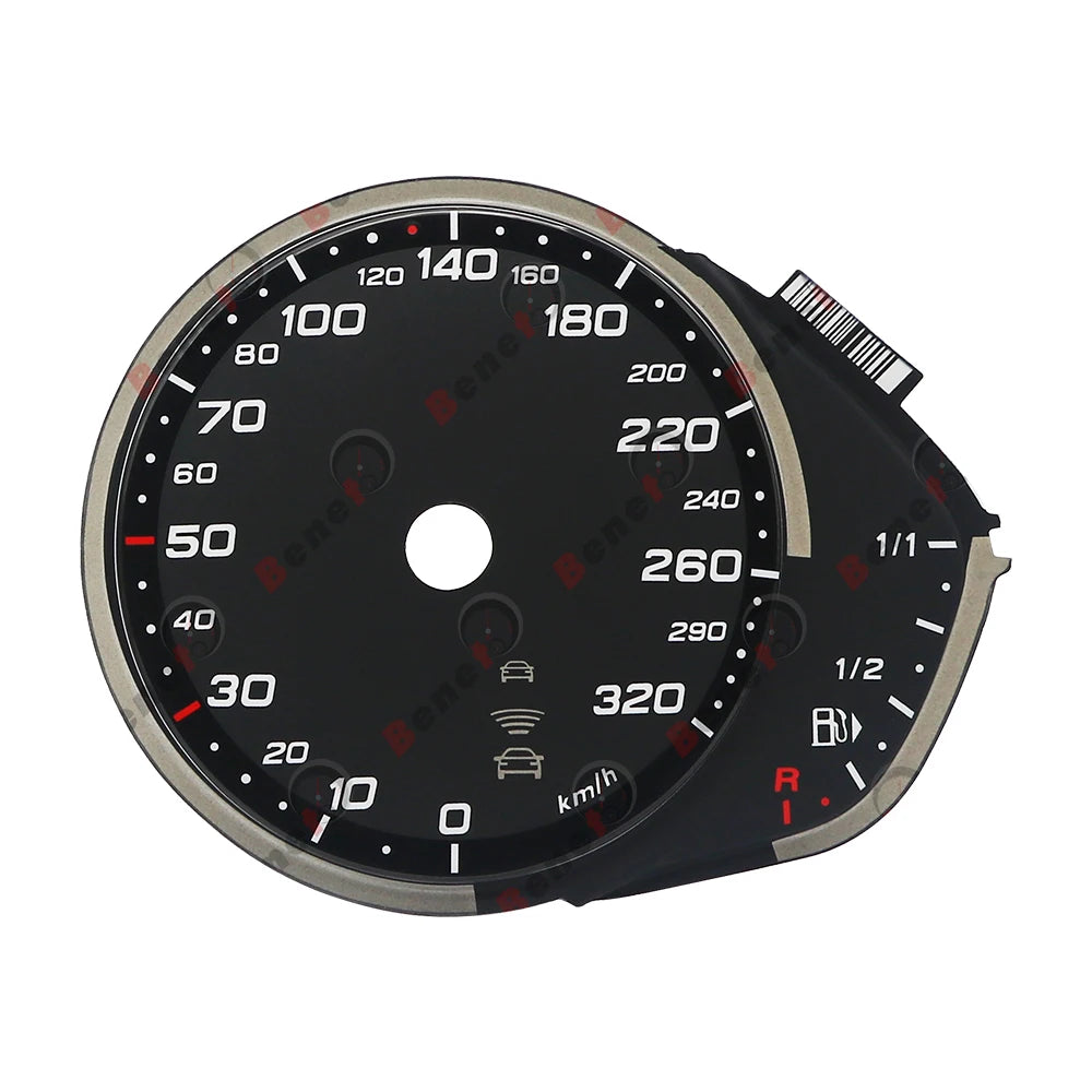 Gauge Face Overlay for Audi A6 S6 RS6 C7 Instrument Cluster Black 320KM/H (2012-2017)