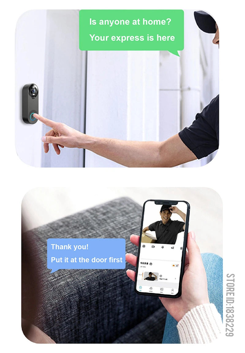 KAK Wireless WiFi Video Doorbell Camera Smart Door Viewer Peephole 1080P HD PIR Motion Detection Night Vision Visual Intercom