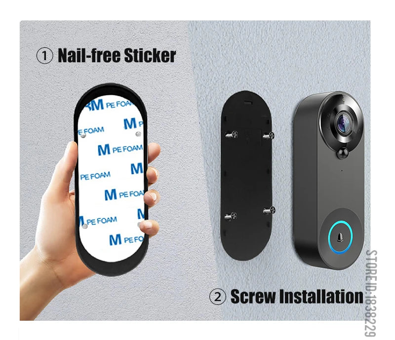 KAK Wireless WiFi Video Doorbell Camera Smart Door Viewer Peephole 1080P HD PIR Motion Detection Night Vision Visual Intercom