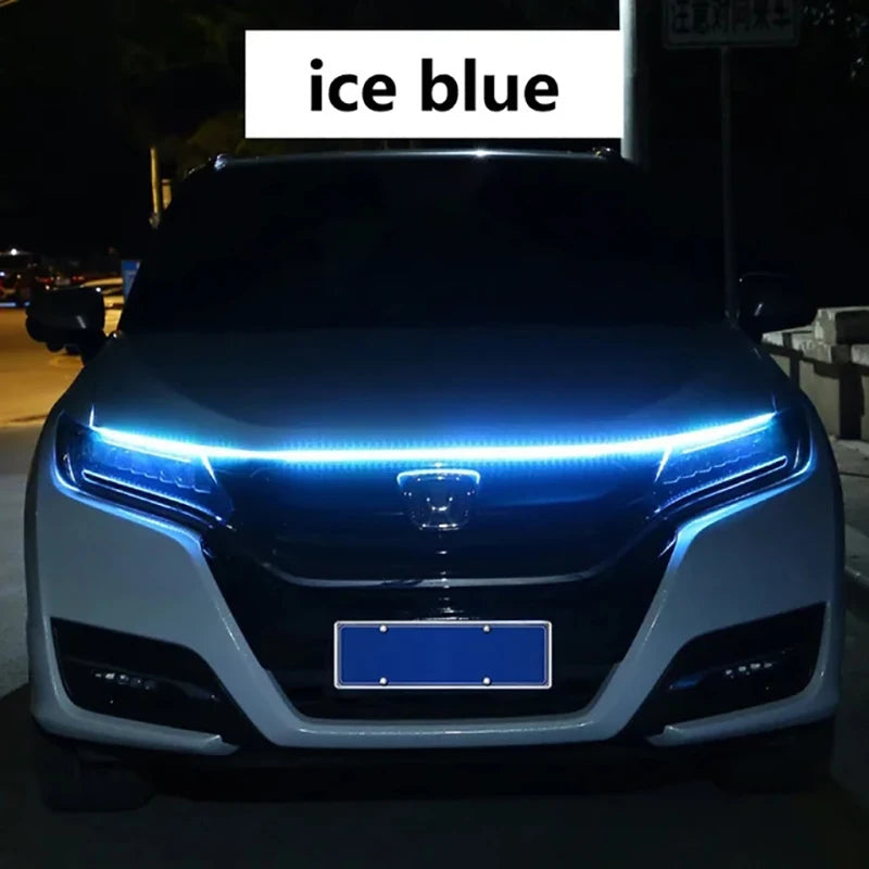 150cm LED Daytime Running Light Scan Starting Car Hood Decorative Lights DRL Auto Engine Hood Guide Decorative Ambient Lamp 12V