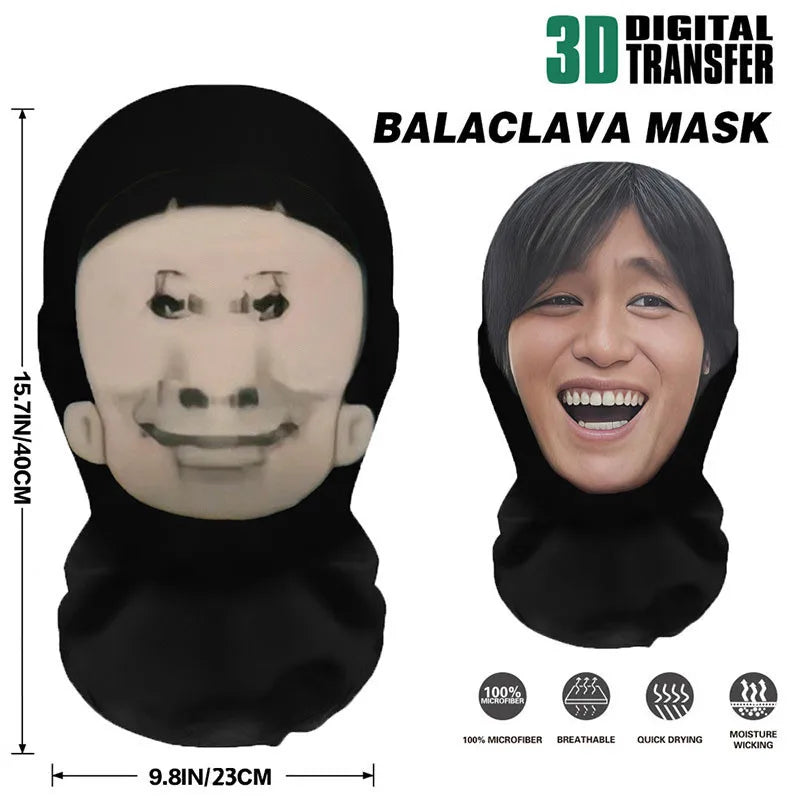 3D Funny Pattern Mesh Face Mask Head Cover Party Cosplay Props UV Protection Shield Ronaldo Pattern