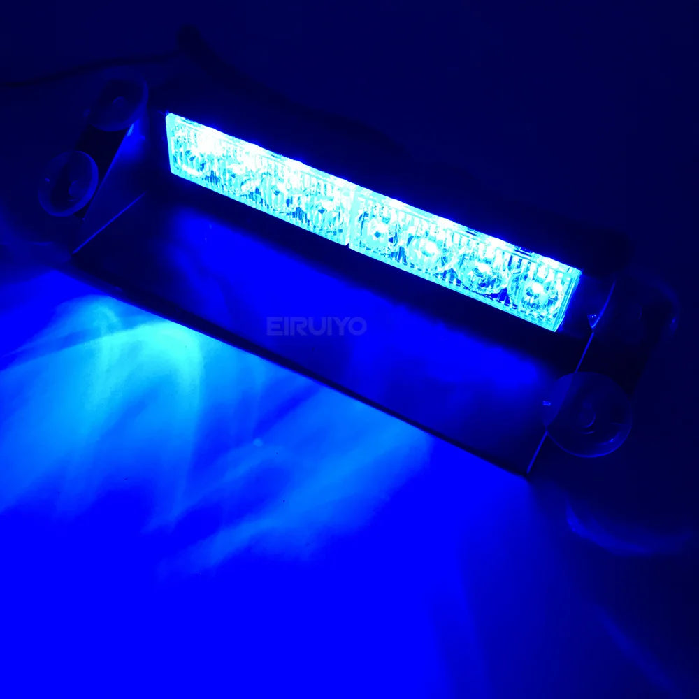 8 LED Strobe Warning Flashing EMS Police Car Light Emergency Signal Lamp Firemen Fog 8LED Windshield Lighting Yellow Red Blue