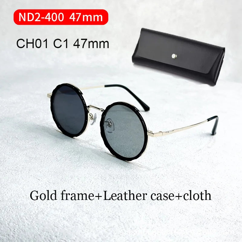 Pure Handmade ND9 Adjustable Dimming Sunglasses Retro Punk Round Men Outdoor Filter UV400 Polarized Driving Sun Glasses