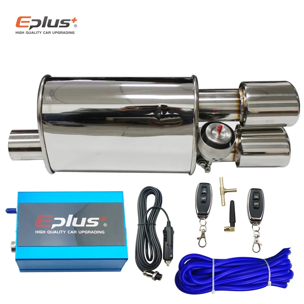 EPLUS 1 to 2pcs Car Exhaust System Vacuum Valve Control Exhaust Pipe Kit Variable Silencer Stainless Universal 51 63 76 MM