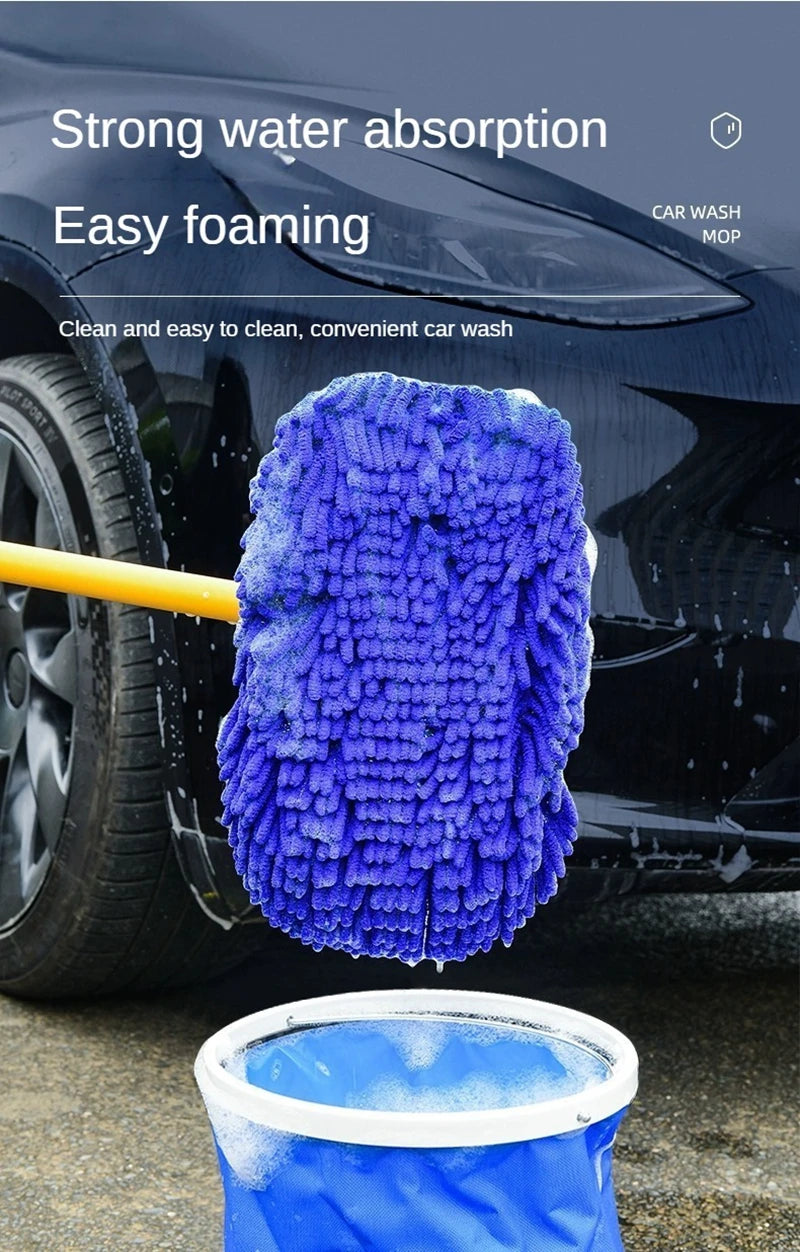 Car Wash Mop Cleaning Brush Telescoping Long Handle Cleaning Mop Retractable Bent Bar Car Wash Brush Car Cleaning Tools