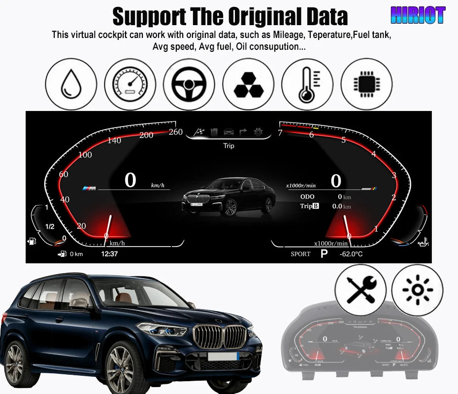 12.3''Digital Cockpit Instrument Cluster For BMW F01 F02 F06 F07 F10 F11 F12 F15 F16 F25 F26 X3/X4/X5/X6 Dashboard Speedometer