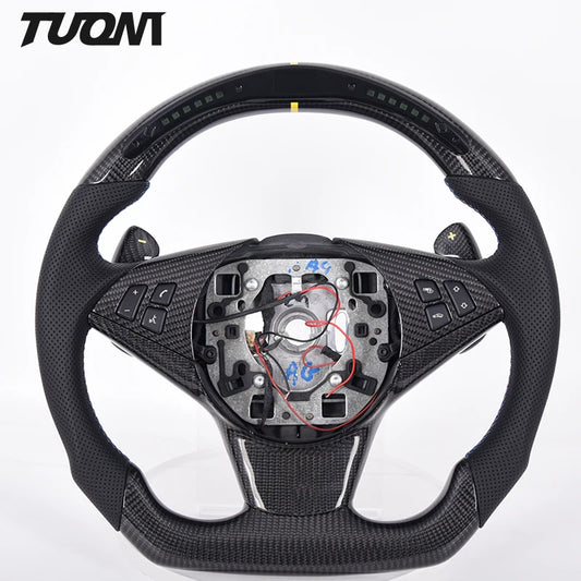 Custom Alcantar Leather Carbon Fiber Led Steering Wheel For Bmw E60 E63 M5 M6 Racing Wheel Convertible