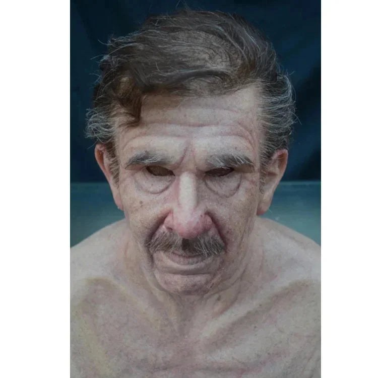 Old Man Mask Halloween Party April Fool's Day Wrinkle Full For Head Mask Grandpa/Grandma Face Mask Party Supplies Cosplay Props