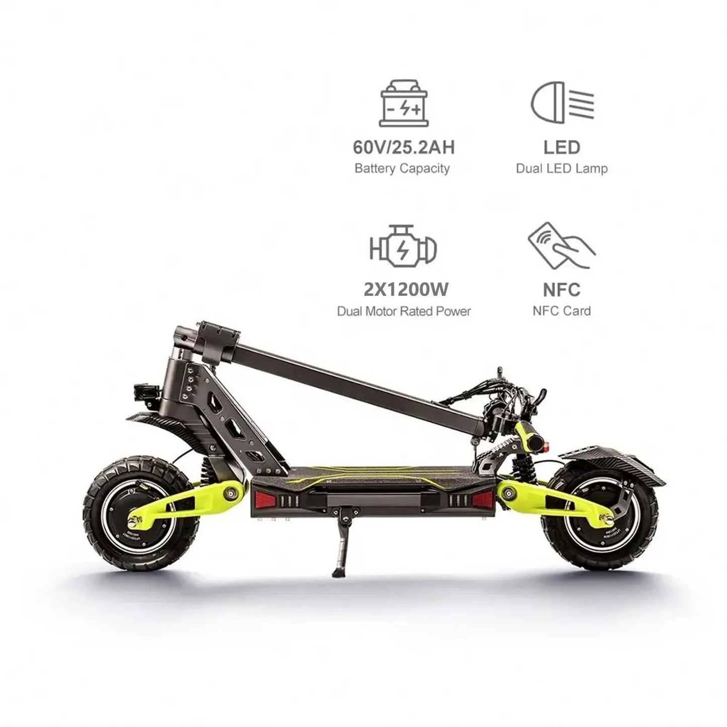 2024 New 2400w Dual Motor Adult Electric Scooter 60v 25.2ah Max Speed 70km/h 11 inch Off-road Tyres Foldable Electric Scooter