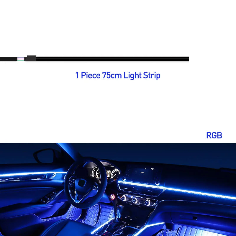 Car Ambient Light Accessories Acrylic Strips 110cm 90cm 75cm 35cm 20cm Full Colors RGB Car Interior Bluetooth App Control