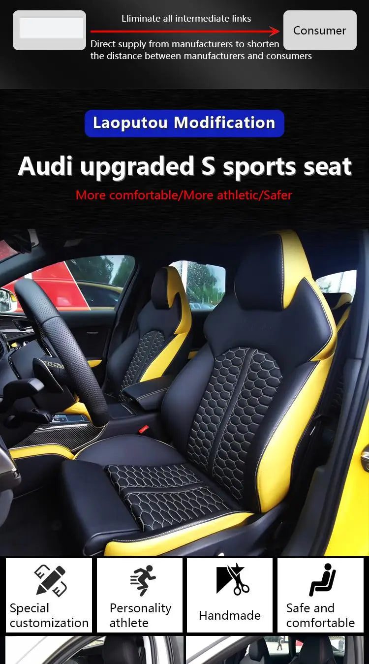 A3 A4 A5 A6 A7 A8 Q3 Q5 Q7 carbon fiber bucket seat For all Audi to RS Car accessories racing sports seats custom leather design