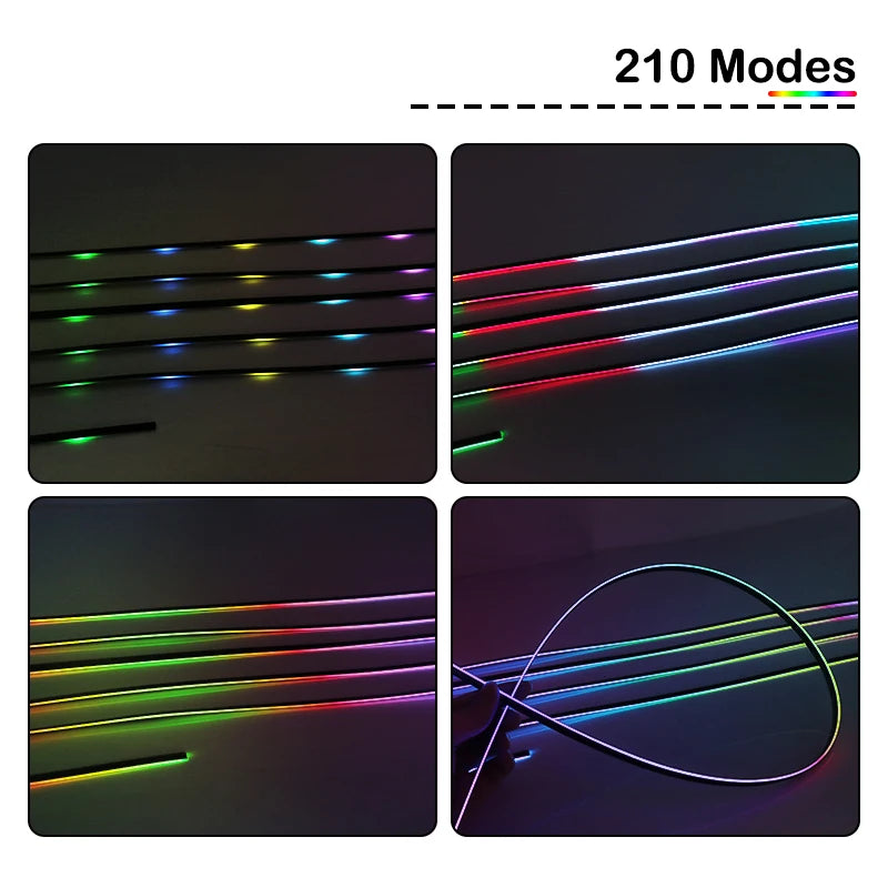 Car Ambient Light Accessories Acrylic Strips 110cm 90cm 75cm 35cm 20cm Full Colors RGB Car Interior Bluetooth App Control