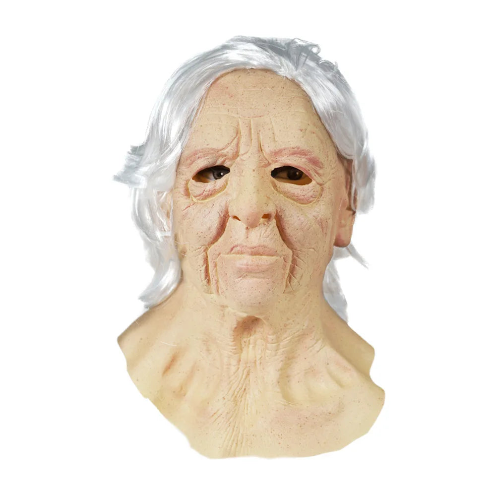 Woman Man Mask full Head Face Realistic Silicone Grandpa Grandma Mask Simulation Supplies Halloween Party Cosplay Props