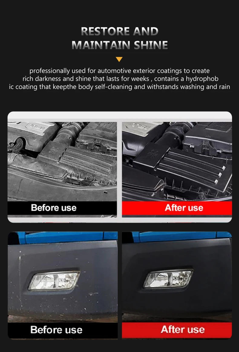 Plastic Restore Revitalizer Plastic Renovator Longlasting Coating For Car Rubbers Refurbish Clean Gloss Black Shine HGKJ 24