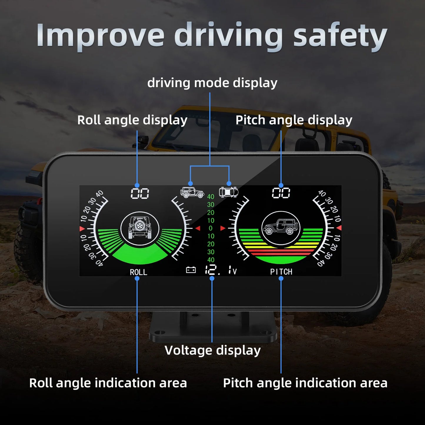 2023 New X91 TPMS Smart Slope Meter 4 in 1 GPS TPMS Tire Monitor Inclinometer Gague Tire temperature Overspeed reminder