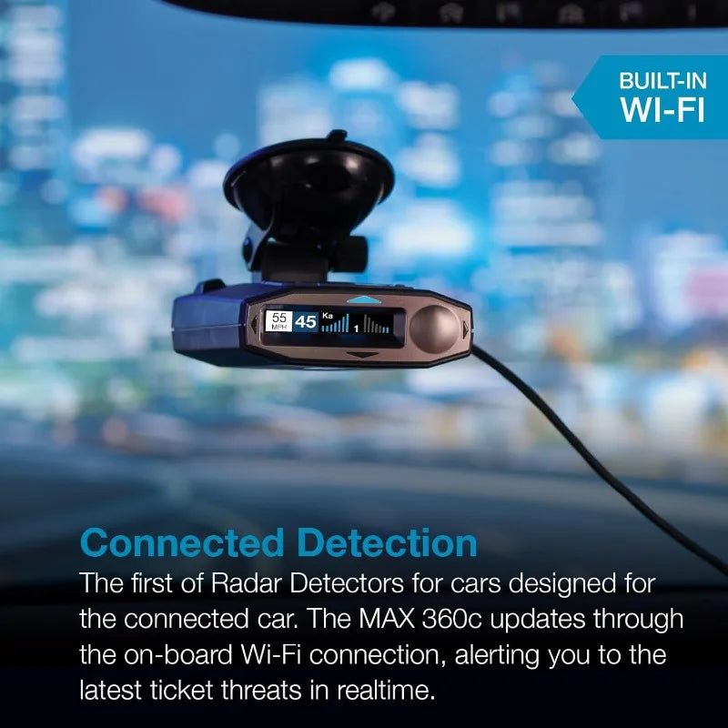 MAX 360c Laser Radar Detector - WiFi and Bluetooth Enabled, 360° Protection, Extreme Long Range, Voice Alerts