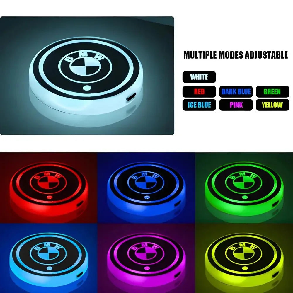 1/2pcs Car LED Luminous Water Cup Holder Coaster Light For BMW M M2 E30 E39 E46 E53 E60 G30 F10 F11 E53 E60 1 2 3 5 Series X1 X3