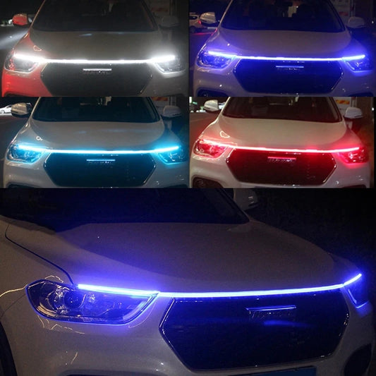 150cm LED Daytime Running Light Scan Starting Car Hood Decorative Lights DRL Auto Engine Hood Guide Decorative Ambient Lamp 12V