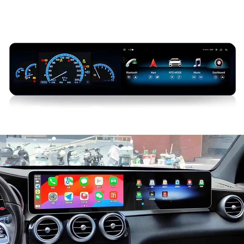 Dual Screen 12.3 Android 13 Carplay For Mercedes Benz C W205 GLC X253 2015-2019 Car GPS Navigation Multimedia Player Head Unit