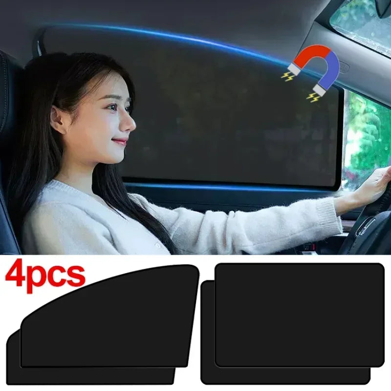 Magnetic Car Window Sunshade Cover Summer UV Protection Car Side Front Rear Window Mesh Curtain Protector Cover Auto Accessories