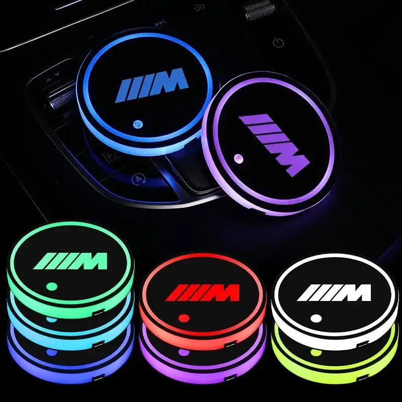 1/2pcs Car LED Luminous Water Cup Holder Coaster Light For BMW M M2 E30 E39 E46 E53 E60 G30 F10 F11 E53 E60 1 2 3 5 Series X1 X3