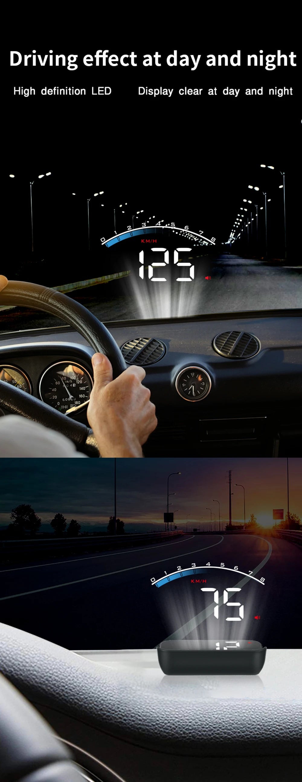 New M6S HUD Car Head Up Display OBD2 Speedometer Clock Water Temperature Volt KM/h MPH  Auto Electronics Windshield Projector