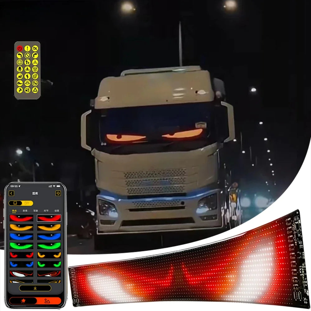 Demon Eyes Car LED Logo APP LED Matrix Pixel Panel Night Light DIY Programmable Flexible LED Display for Car Truck Accessories