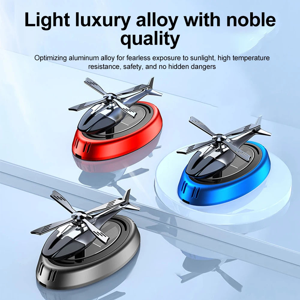 Solar Fragrance Car Air Freshener Helicopter Solar Power Rotating Propeller Aroma Diffuser Auto Interior Decoration Aromatherapy