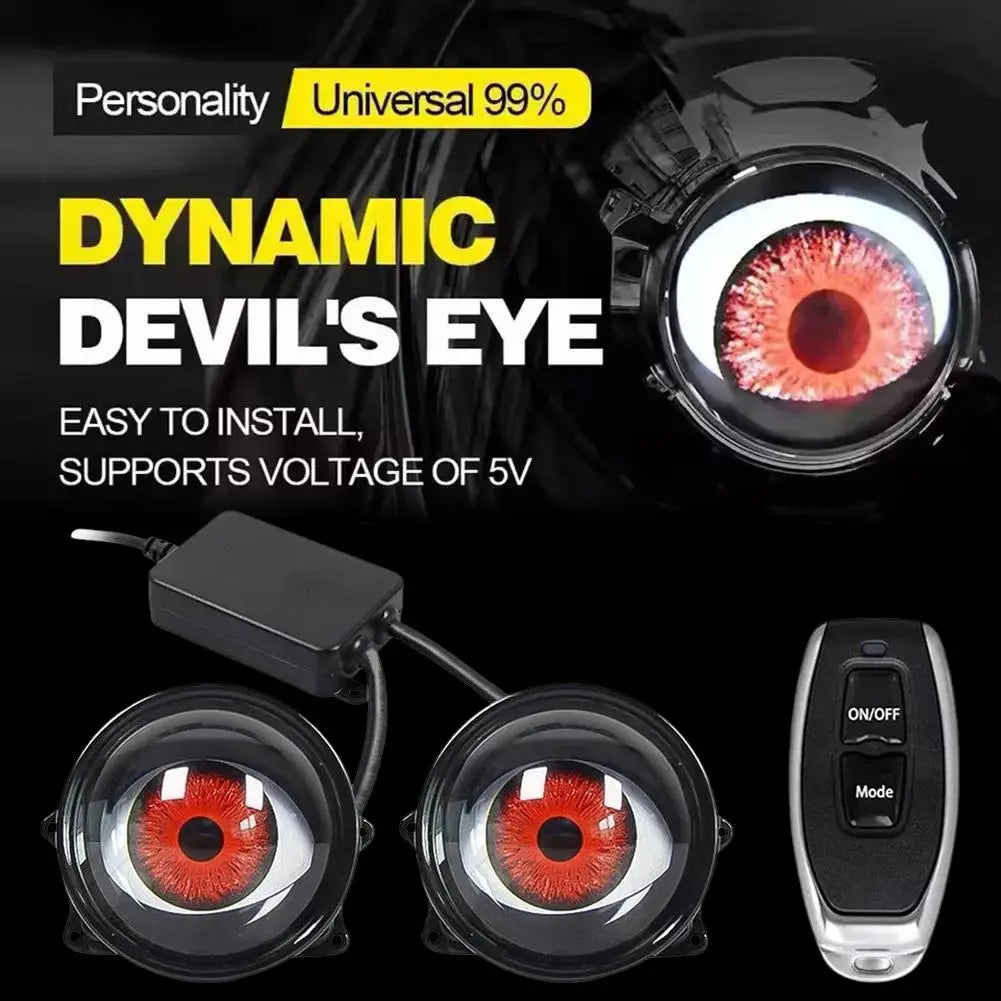 Car Devil  Eye LED Headlight 6 Low Light Modes Control The Atmosphere In The Car Universal Motorcycle Lens Headlight