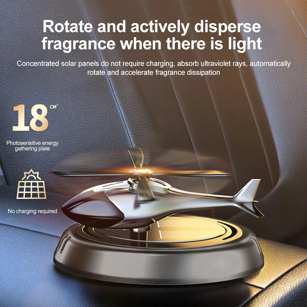 Solar Fragrance Car Air Freshener Helicopter Solar Power Rotating Propeller Aroma Diffuser Auto Interior Decoration Aromatherapy