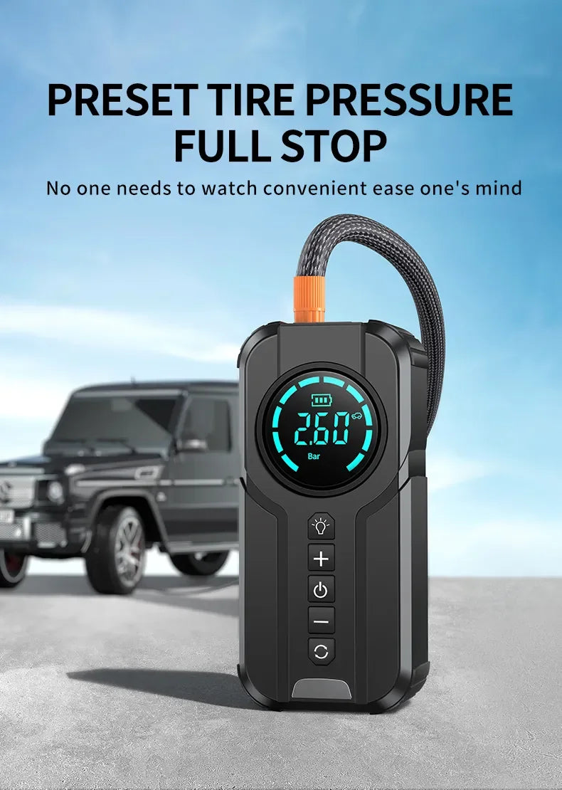 BUVAYE Car Multi-function Air Compressor Jump Starter Air Pump Convenient Tire Inflator Portable Battery Starter With EVA Bag