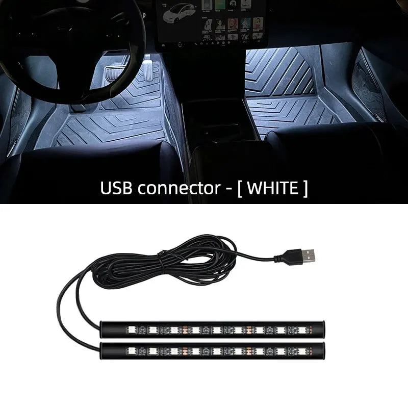 New LED Car Interior Ambient Foot Strip Light Kit Backlight 5V USB Auto Decorative Atmosphere Neon Lamp Vehicle Accessories