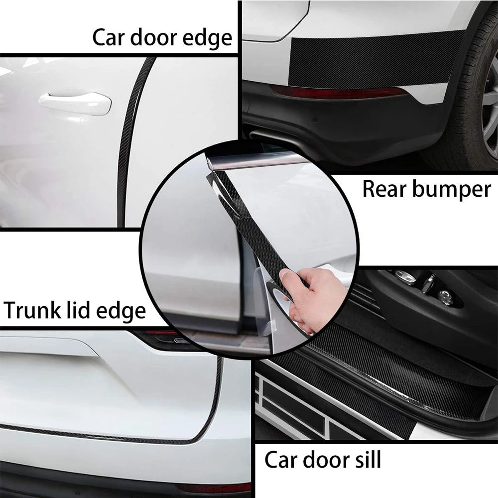 3D Nano Carbon Fiber Car Tape Black Car Door Edge Guards Side Mirror Anti-Scratch Collision Strip Waterproof Protector Film Tape