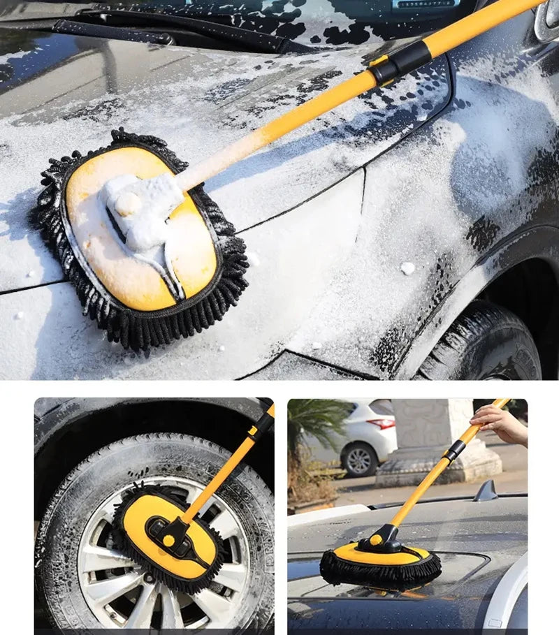 Car Wash Mop Cleaning Brush Telescoping Long Handle Cleaning Mop Retractable Bent Bar Car Wash Brush Car Cleaning Tools