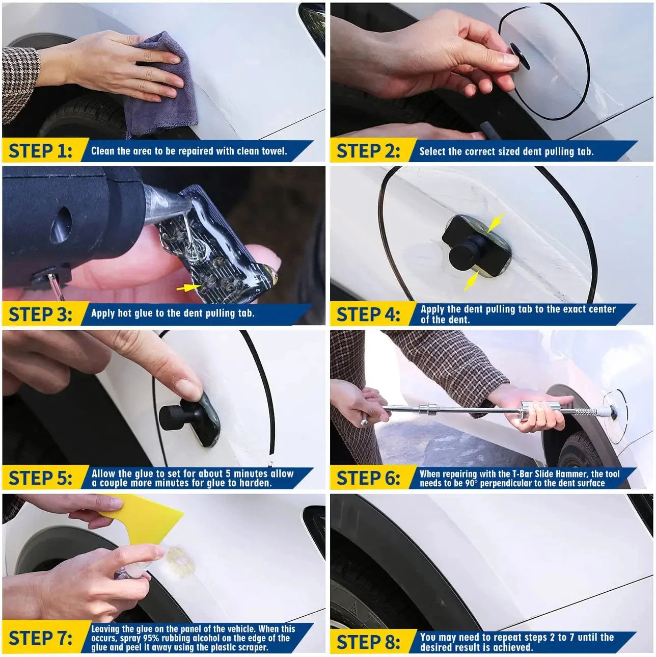 PDR Car Dent Repair Tool Auto Body Part Hail Dent Removal Kits Metal Slide Hammer Suction Cup Puller Kit Dent Accessories