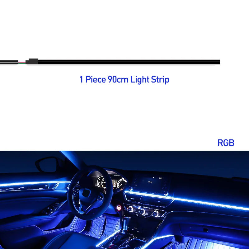 Car Ambient Light Accessories Acrylic Strips 110cm 90cm 75cm 35cm 20cm Full Colors RGB Car Interior Bluetooth App Control