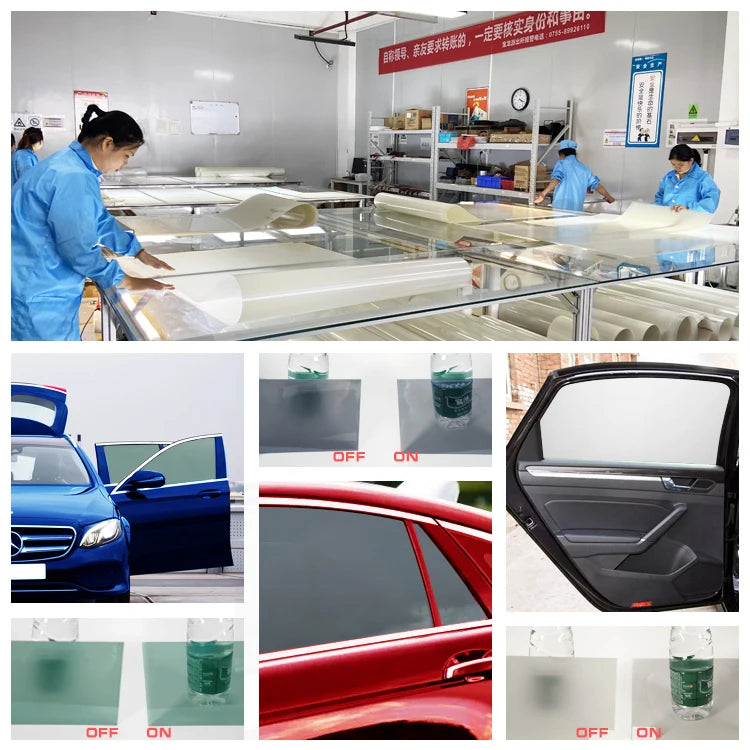 Car Window Tint Privacy Film ON/OFF Button Auto Grey PDLC Film Smart Tint Switchable Electric Glass Car Tinting Film for Vehicles