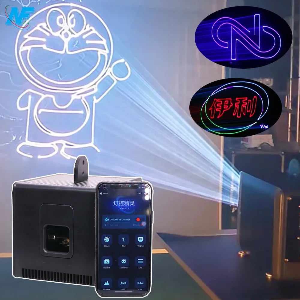 NF Laser 3W 4W LaserCube Plug and Play Battery Powered APP Control RGB Animation Text Laser Light Projector