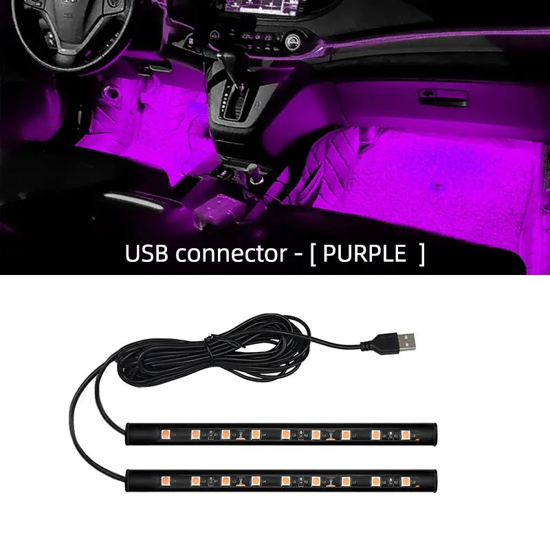 New LED Car Interior Ambient Foot Strip Light Kit Backlight 5V USB Auto Decorative Atmosphere Neon Lamp Vehicle Accessories