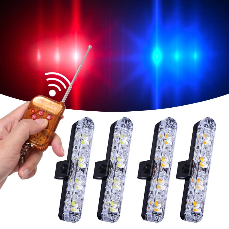 Grill Car LED Light Strobe Red Blue Emergency  Remote Wireless Control Flash Signal Fireman Beacon Warning Lamp