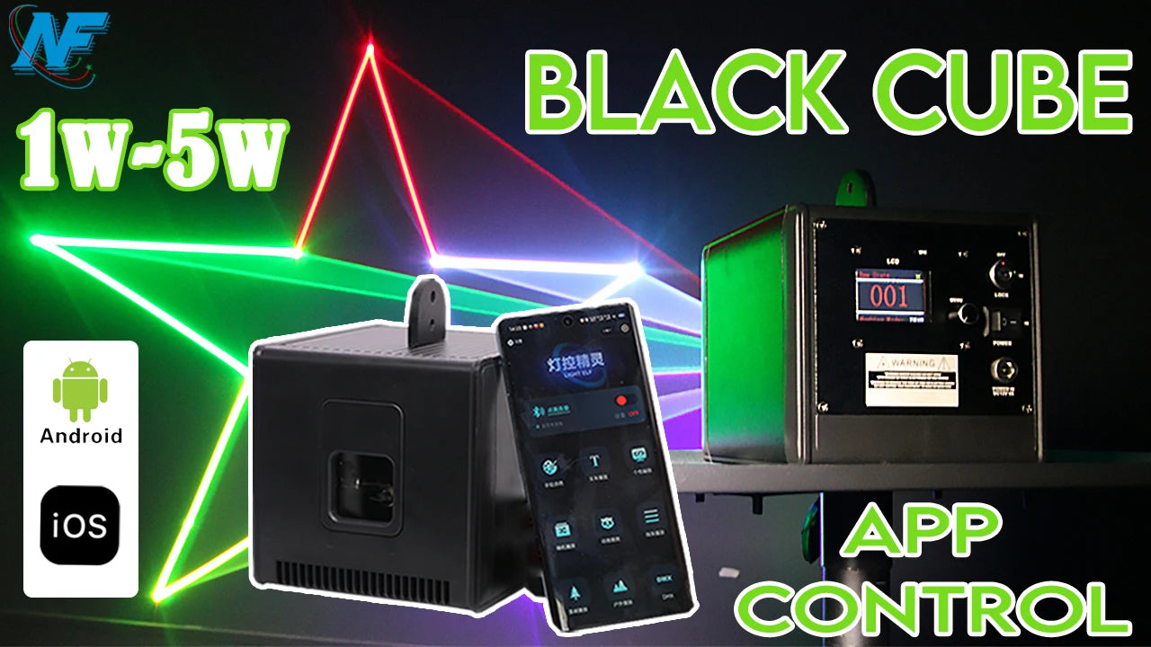 NF Laser 3W 4W LaserCube Plug and Play Battery Powered APP Control RGB Animation Text Laser Light Projector