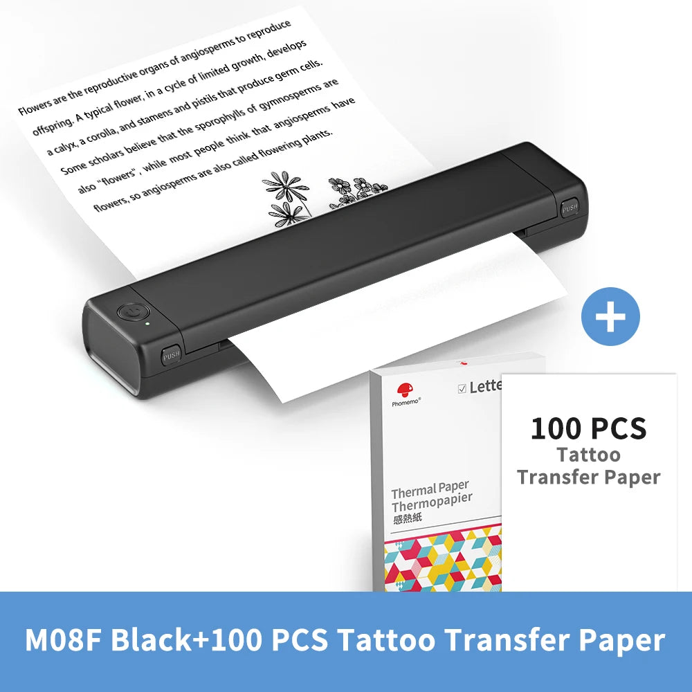 Phomemo M08F Wireless Tattoo Transfer Stencil Printer A4 Paper Portable Thermal Printer Copier Compatible with Smartphone