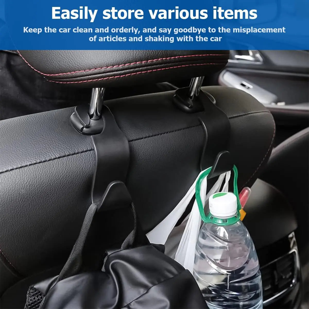 Universal Car Seat Headrest Hook 4 Pack for Back Seat Storage Organizer for Handbags Purses Clothes and Coats