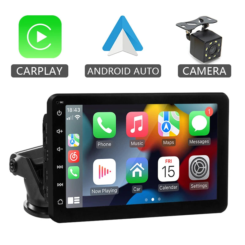 Hippcron 7inch Car Radio Multimedia Video Player Wireless Carplay And Wireless Android Auto Portable Universal Touch Screen