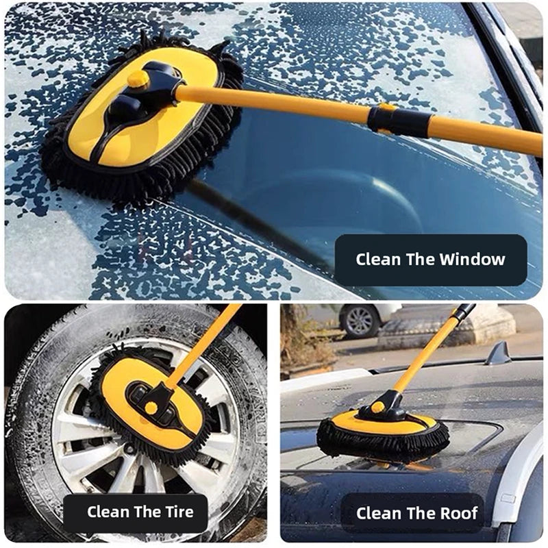 Car Wash Mop Cleaning Brush Telescoping Long Handle Cleaning Mop Retractable Bent Bar Car Wash Brush Car Cleaning Tools