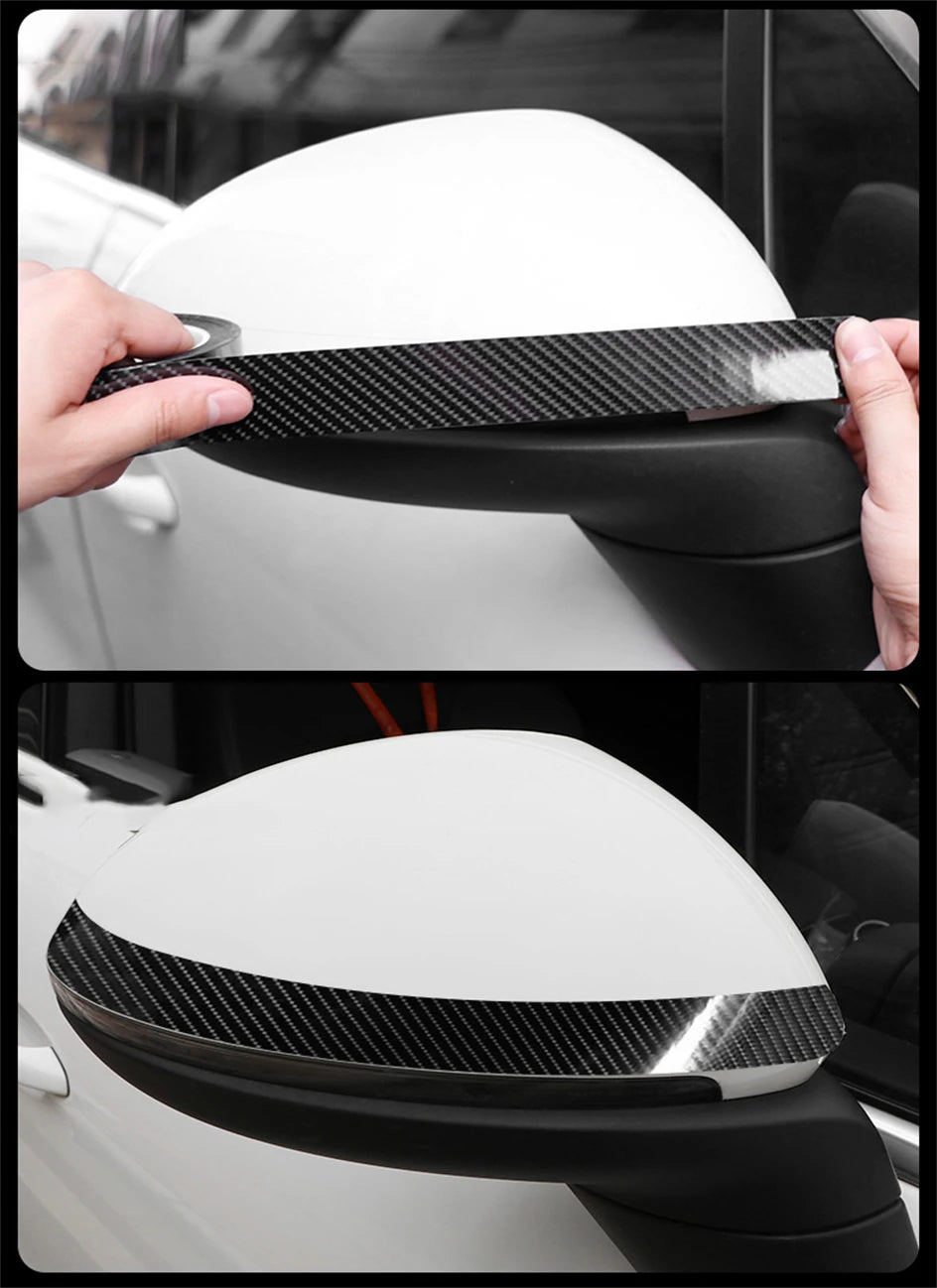 3D Nano Carbon Fiber Car Tape Black Car Door Edge Guards Side Mirror Anti-Scratch Collision Strip Waterproof Protector Film Tape