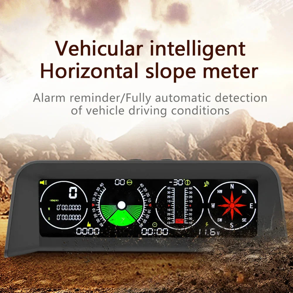 2023 New X91 TPMS Smart Slope Meter 4 in 1 GPS TPMS Tire Monitor Inclinometer Gague Tire temperature Overspeed reminder