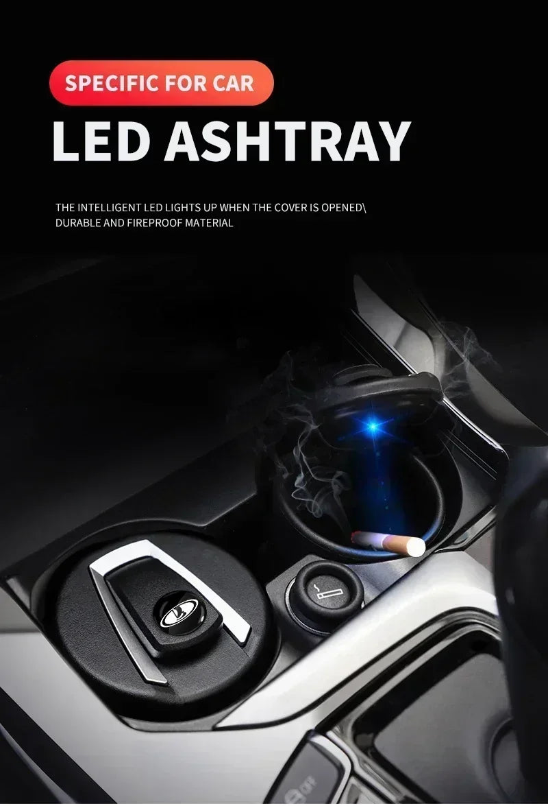 Portable Auto Car LED Cigarette Smoke Ashtray Holder For Lada VESTA Niva Kalina Priora Granta Largus Samara 2110 Tavria Estate